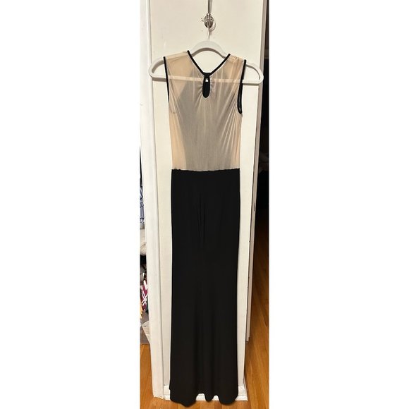 Macy's XSCAPE- Women's Black and Mesh-Detail Gown - Picture 2 of 2